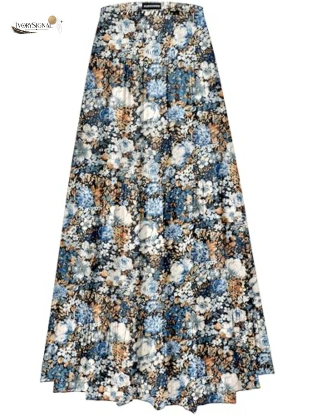 Womens Chiffon Maxi Skirt High Waist Floral Tiered Pleated A Line Flowy